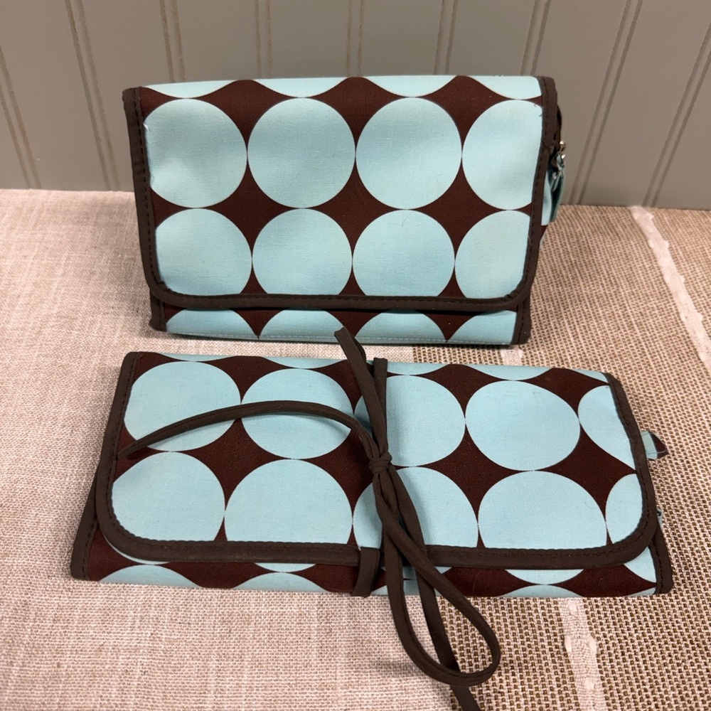 Stylish Blue and Brown Toiletry Bag Set